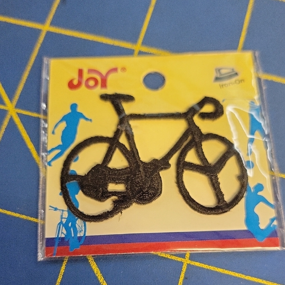 Joy Iron-On Bicycle 1.5" Black Patch